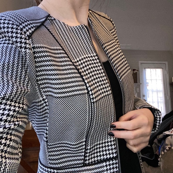 H&M full zip houndstooth blazer jacket 4 - Picture 5 of 7